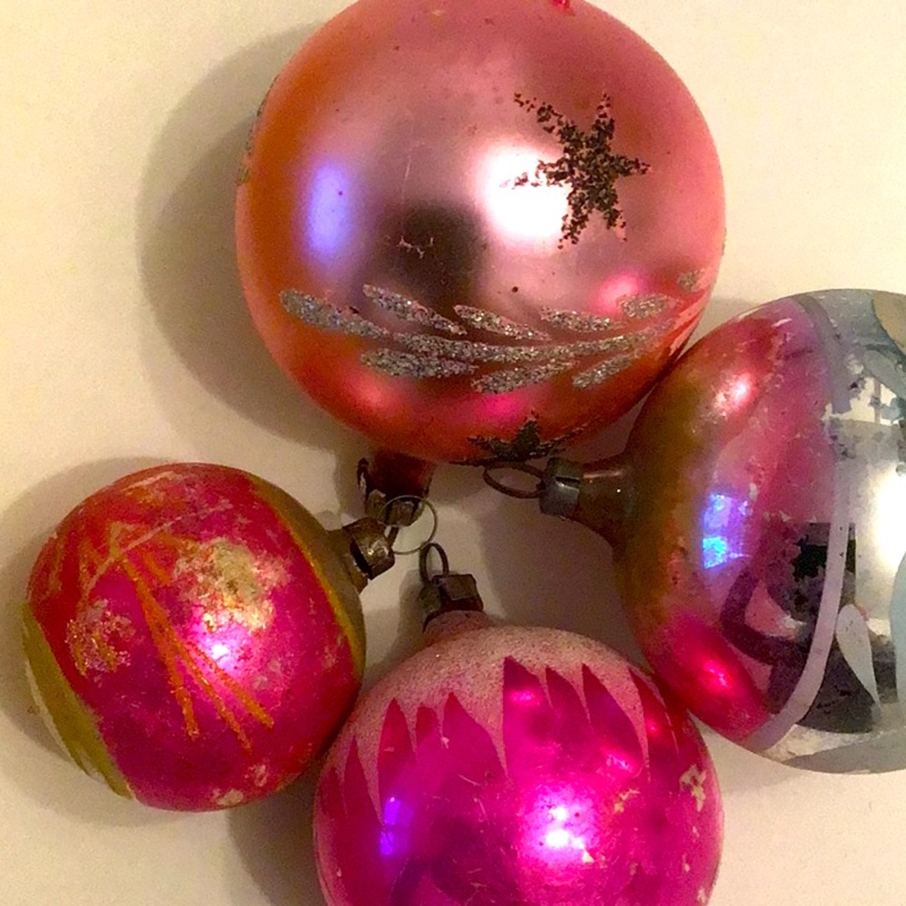 Reserved***Vintage Mercury Glass Christmas Ornaments. Reserved****